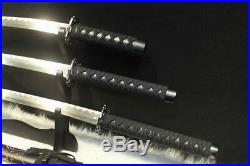 A Set 3 Hand Forged Japanese Samurai Sword Katana Carbon Steel Blade Sharp #1978