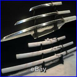 A Set 3 Hand Forged Japanese Samurai Sword Katana Carbon Steel Blade Sharp #1979