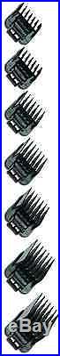 Andis 7 Pack Master ML Comb Set Clipper Guards Black Plastic Clip On #01380 NEW