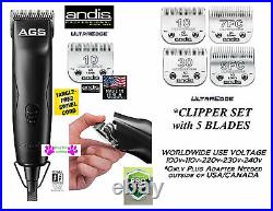 Andis PRO Super Duty CLIPPER KIT with 5 ULTRAEDGE BLADES SETPet Dog Cat Grooming