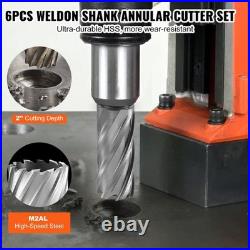 Annular Cutter Set, 6 Pcs Universal Shank Mag Drill Bits, 1' To 2' Cutting