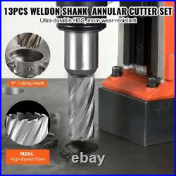 Annular Cutter Set HSS Magnetic Drill Bits 13 PCS Weldon Shank 1 Depth