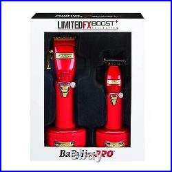 BaBylissPRO Red LimitedFX Boost+ Clipper & Trimmer with Charging Base Set NEW