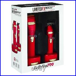 BaBylissPRO Red LimitedFX Boost+ Clipper & Trimmer with Charging Base Set NEW