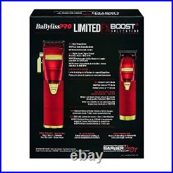 BaBylissPRO Red LimitedFX Boost+ Clipper & Trimmer with Charging Base Set NEW