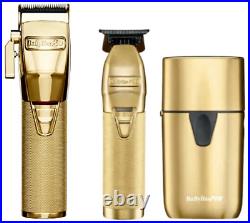 BaByliss PRO GOLD Edition FX Clipper Trimmer & UV Single Foil Shaver Set NEW