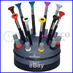 Bergeon Set of 10 Screwdrivers with Rotating Stand and Spare Blades Swiss 6899-S10