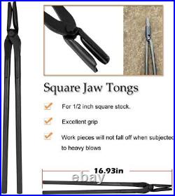 Blacksmith Tongs Tools Set Flat Tongs & Square Jaw Tongs, Bolt Tongs, Blade Tongs