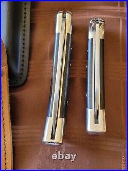 Buck 110 & 112 Matched Set Drop Point Blades Nickel Silver Bolsters With 4 Sheaths