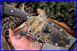 CFK Handmade D2 Tool Steel Custom Bushcraft Hunting Blade Knife Kydex Sheath Set