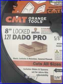CMT 8 Locking 12T DADO Pro Set Saw Blade 5/8 bore Orange 230.312.08 NEW