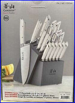 Cangshan Olympus Series German Steel Forged 17-piece Knife Block Set White
