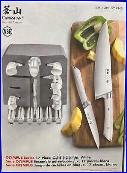 Cangshan Olympus Series German Steel Forged 17-piece Knife Block Set White