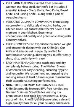 Caraway 5 Piece Knife Set Premium German Steel Blade Kitchen Chef Knives Shears