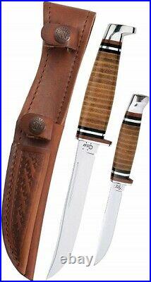 Case Hunter Two Fixed Blade Knife Set Stainless Steel s and Sheath