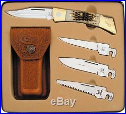Case XX 050 Changer Amber Bone Interchangeable Knife with Blades Gift Set 70050