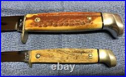 Case XX USA Stag Twin Fixed Blade Set & Sheath (1965-1969) Red Stag
