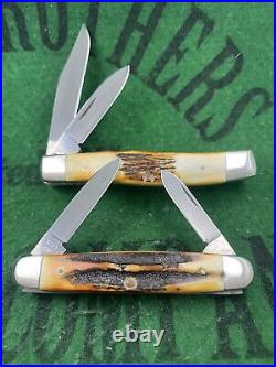 Case xx 1978 Stag 7 Knife Red Letter Set Etched Blades Clean Solid Tight Unused
