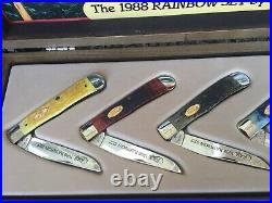Case xx 1988 5 Knife Rainbow Set Original Wood Box One Blade Trappers Unused