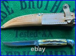 Case xx 4 knife blue scrolled fixed blade set 1977 etched blade mint shape nib