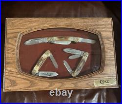 Case xx Complete 1980 75th Ann. 3 Knife Set Etched Blades Gold Scrolled Unused