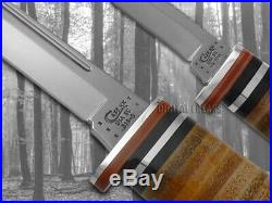 Case xx Twin Finn Fixed Blade Hunter 2 Knife Set Polished Leather & Sheath 00372