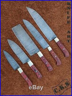 Chef Knife Set Custom&Handmade Damascus Steel Sharp Blade Kitchen Knife Set Tool