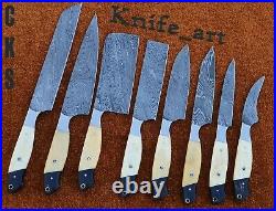 Chef Knife Set Custom&Handmade Damascus Steel Sharp Blade Kitchen Knives Tool