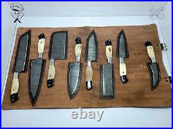 Chef Knife Set Full Handmade Damascus Steel Sharp Blades Kitchen Knives Tool
