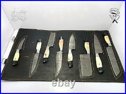 Chef Knife Set Full Handmade Damascus Steel Sharp Blades Kitchen Knives Tool