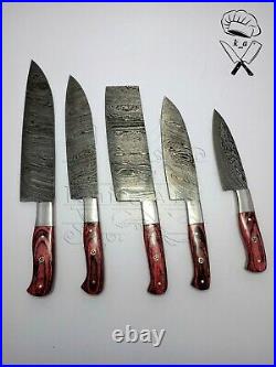 Chef Knife Set Kitchen Knife Set Handmade Knives Beautiful Damascus Sharp Blades