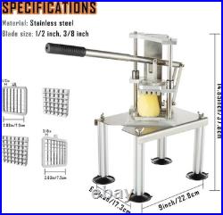 Commercial Potato Vegetable Chopper, Stainless Steel French Fry Cutter with 2