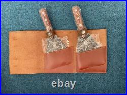 Coolina set of Two Butcher Spatulas, Steel Blade, Wood Handle, Leather Case, New