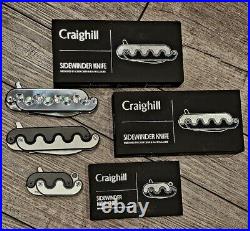 Craighill Sidewinder unique folding knife Set of three serpentine style knives