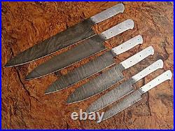 Custom Hand Made Damascus Blade 6 Pcs Kitchen Knife Chef Knife Set 071 -blank