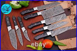 Custom Handmade Forged Damascus Steel Blade Chef Knife Kitchen Set Aj-1552