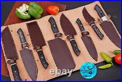 Custom Handmade Forged Damascus Steel Blade Chef Knife Kitchen Set Aj-1552