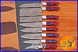 Custom Handmade Forged Damascus Steel Chef Knife Kitchen Knife Set + Bag Aj 1553