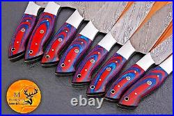 Custom Handmade Forged Damascus Steel Chef Knife Kitchen Knife Set + Bag Aj 1553