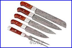 Custom Handmade Forged Damascus Steel Chef Knife Kitchen Knives Chef Set M100