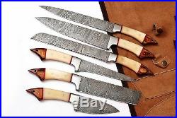 Custom Made Damascus Blade Unique Kitchen/chef Knife 6 Pc's Set Db 1061-6