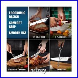 Cutluxe 15-Piece Knife Set High Carbon German Steel Blades, Full Tang De