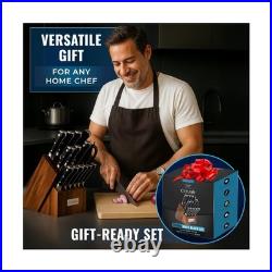 Cutluxe 15-Piece Knife Set High Carbon German Steel Blades, Full Tang De