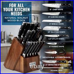 Cutluxe 15-Piece Knife Set High Carbon German Steel Blades, Full Tang Design &