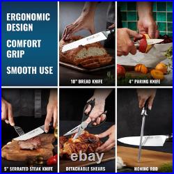 Cutluxe 15-Piece Knife Set High Carbon German Steel Blades, Full Tang Design &