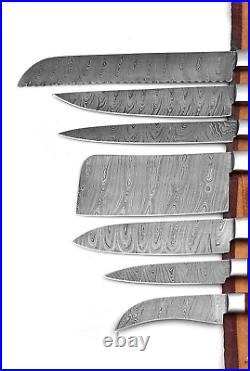 DAMASCUS BLADE 7 Pc's. KITCHEN KNIVES SET with roll bag. ZE-1081-BLUE 7C