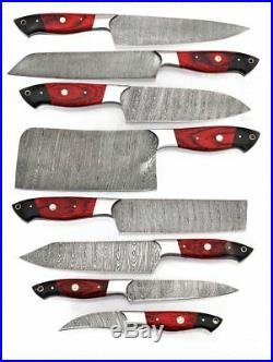 DAMASCUS CHEF/KITCHEN KNIFE CUSTOM MADE BLADE 8 Pcs. Set. EC-1016-RH