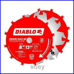 DIABLO 8 in. X 12-Tooth Stacked Dado Table Saw Blade Set Wood Cutting Power Tool
