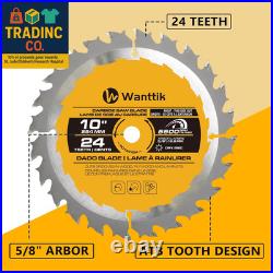 Dado Blade Set, 10-Inch, 24-Tooth with 5/8-Inch Bore 23 Pieces for Cutting Var