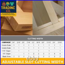 Dado Blade Set, 10-Inch, 24-Tooth with 5/8-Inch Bore 23 Pieces for Cutting Var